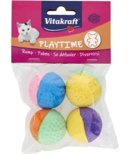 CONFEZIONE DA 4 PALLINE PER GATTI VITAKRAFT IN GOMMA NATURALE, DIAMETRO 4 CM