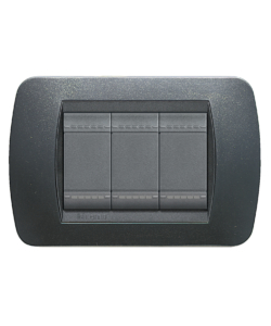 LIVING INT PLACCA 3P PLASTICA ACCIAIO SATINATO - BTICINO.