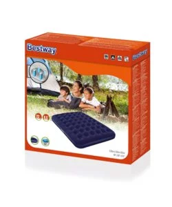 MATERASSO MATRIMONIALE GONFIABILE FLOCCATO BESTWAY IN VINILE BLU 191X137X22 CM - COD. 67002