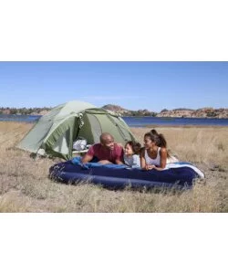 MATERASSO MATRIMONIALE GONFIABILE FLOCCATO BESTWAY IN VINILE BLU 191X137X22 CM - COD. 67002