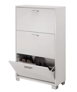 SCARPIERA BIANCA CON 3 ANTE, 70X29X118 CM