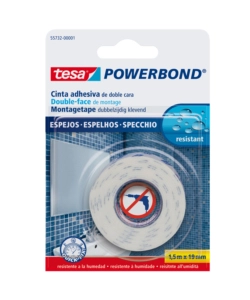NASTRO BIADESIVO PER SPECCHI "POWERBOND", 19 MM X 1,5 MT - TESA