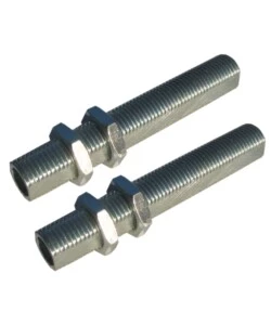 POLY POOL - 2 TUBETTI FILETTATI E FRESATI IN FERRO ZINCATO LUNGHEZZA 60 MM ARGENTO