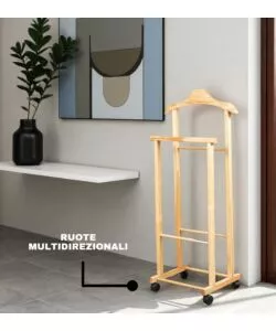 INDOSSATORE PER ABITI CON RUOTE "OSCAR" IN LEGNO 44X97X29 CM