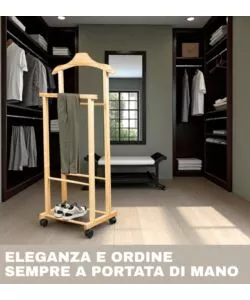INDOSSATORE PER ABITI CON RUOTE "OSCAR" IN LEGNO 44X97X29 CM