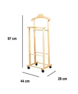 INDOSSATORE PER ABITI CON RUOTE "OSCAR" IN LEGNO 44X97X29 CM