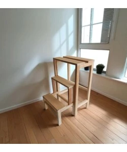 SGABELLO SCALA CON 3 GRADINI A RIBALTA RICHIUDIBILE IN LEGNO 37X23X60 CM