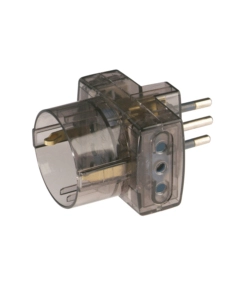 POLY POOL - ADATTATORE SPINA E 2 PRESE 10 A E 1 PRESA STANDARD TEDESCO TRASPARENTE FUMÉ