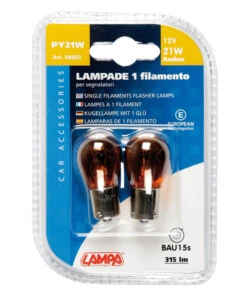 COPPIA LAMPADE 12V 15S 21W ARANCIO  58065