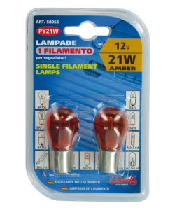 COPPIA LAMPADE 12V 15S 21W ARANCIO  58065