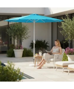 OMBRELLONE DA GIARDINO CON DOPPIO TETTO ROTONDO EUROGARDEN AZZURRO 270X270 CM