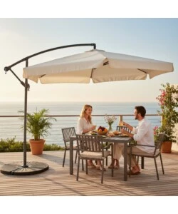 OMBRELLONE DA GIARDINO QUADRATO CON BRACCIO LATERALE EUROGARDEN ECRÙ 3X3 M