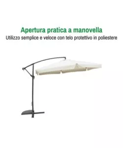 OMBRELLONE DA GIARDINO ESAGONALE CON BRACCIO LATERALE EUROGARDEN ECRÙ 3X3 M