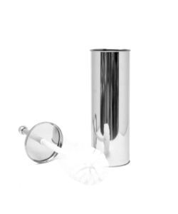 PORTA SCOPINO IN PLASTICA E ACCIAIO INOSSIDABILE CROMATO, DIAMETRO 9 CM E ALTEZZA 26,7-39,5 CM.