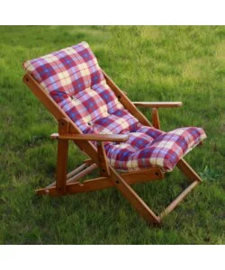 SEDIA SDRAIO "ALESSIA" IN PINO NATURALE CON CUSCINO E SCHIENALE REGOLABILE