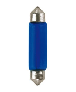 LAMPADA SILURO BLUE DYED GLASS 12V - 11X44 MM - 10W - SV8,5-8 - 2 PZ  - D/BLISTER  58310