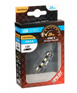 LAMPADA 12V HYPER-LED 6 - 2 SMD X 3 CHIPS - 10X42 MM - SV8,5-8 - 1 PZ  58449