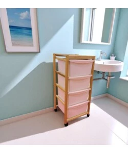 CARRELLO MULTIFUNZIONE IN LEGNO DI FAGGIO NATURALE 37X37X83 CM