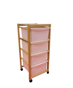 CARRELLO MULTIFUNZIONE IN LEGNO DI FAGGIO NATURALE COLORI ASSORTITI, 37X37X83 CM