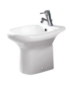 BIDET A TERRA IN CERAMICA BIANCO "SERIE TOURING".