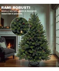 ALBERO DI NATALE ARTIFICIALE XMAS JOY "NEBRASKA" VERDE CON PIGNE 210 CM