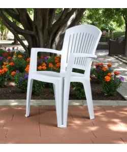 SEDIA DA ESTERNO CON SCHIENALE MEDIO "COMFORT VEGA" IN POLIPROPILENE BIANCO 58X46X90 CM