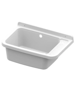 PILOZZO LAVATOIO IN RESINA E PVC COLORE BIANCO CON SIFONE INCLUSO.