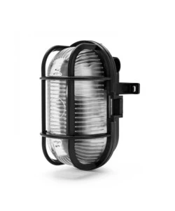 APPLIQUE OVALE IN PLASTICA NERA E VETRO E27, 60W