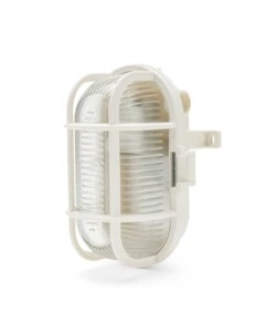 APPLIQUE OVALE IN PLASTICA BIANCA E VETRO E27, 60W