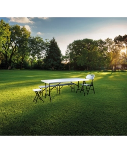 TAVOLO DA CAMPEGGIO PIEGHEVOLE EUROGARDEN IN POLIETILENE BIANCO 183X76X72 CM