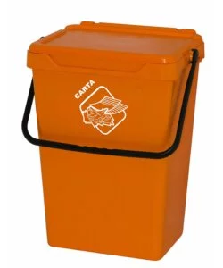 CASSONETTO IN PLASTICA GIALLA CON COPERCHIO PER RACCOLTA DIFFERENZIATA, 35 LT