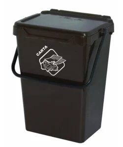 CASSONETTO IN PLASTICA MARRONE CON COPERCHIO PER RACCOLTA DIFFERENZIATA, 35 LT