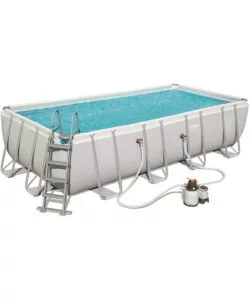 PISCINA FUORI TERRA CON STRUTTURA RETTANGOLARE BESTWAY "POWER STEEL FRAME" CON POMPA, SCALETTA, COVER E CHEMCONNECT BIANCO 549X274X122 CM  - COD. 56466