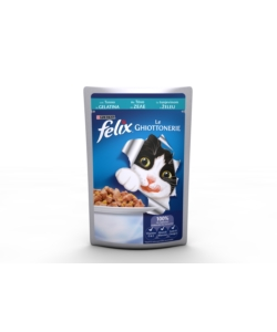 FELIX LE GHIOTTONERIE,  ALIMENTO UMIDO PER GATTO, CON TONNO IN GELATINA.