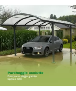 TETTOIA AUTO SINGOLA EUROGARDEN IN ALLUMINIO E POLICARBONATO ANTRACITE 485x300x253 CM