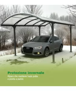 TETTOIA AUTO SINGOLA EUROGARDEN IN ALLUMINIO E POLICARBONATO ANTRACITE 485x300x253 CM