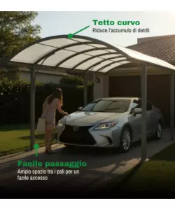 TETTOIA AUTO SINGOLA EUROGARDEN IN ALLUMINIO E POLICARBONATO ANTRACITE 485x300x253 CM