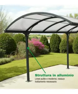 TETTOIA AUTO SINGOLA EUROGARDEN IN ALLUMINIO E POLICARBONATO ANTRACITE 485x300x253 CM