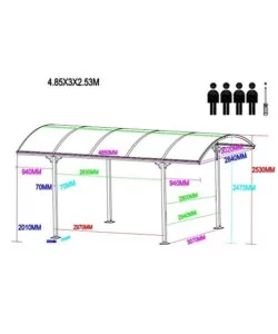 CARPORT AUTO IN ALLUMINIO E POLICARBONATO EUROGARDEN 1 POSTO 4,85x3,00x2,53 M