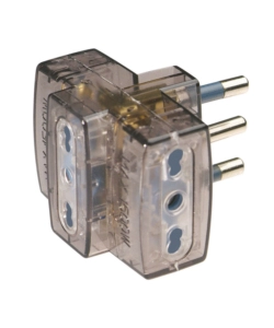 POLY POOL - ADATTATORE MULTIPLO SPINA 16 A E 3 PRESE BIVALENTI TRASPARENTE FUMÉ