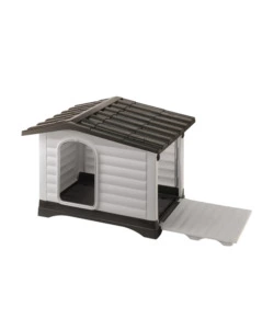 CUCCIA PER CANI DA ESTERNO FERPLAST "DOGVILLA 70" CON PARETE RIBALTABILE IN RESINA GRIGIO 73X59X53 CM