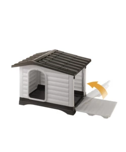 CUCCIA PER CANI DA ESTERNO FERPLAST "DOGVILLA 70" CON PARETE RIBALTABILE IN RESINA GRIGIO 73X59X53 CM