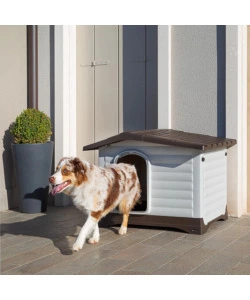 CUCCIA PER CANI DA ESTERNO FERPLAST "DOGVILLA 90" CON PARETE RIBALTABILE IN RESINA GRIGIO 88X72X65 CM