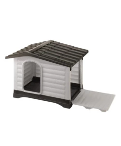 CUCCIA PER CANI DA ESTERNO FERPLAST "DOGVILLA 90" CON PARETE RIBALTABILE IN RESINA GRIGIO 88X72X65 CM