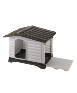 CUCCIA PER CANI DA ESTERNO FERPLAST "DOGVILLA 90" CON PARETE RIBALTABILE IN RESINA GRIGIO 88X72X65 CM
