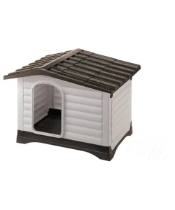 CUCCIA PER CANI DA ESTERNO FERPLAST "DOGVILLA 90" CON PARETE RIBALTABILE IN RESINA GRIGIO 88X72X65 CM