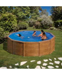 PISCINA FUORI TERRA ROTONDA GRE "PACIFIC" IN ACCIAIO EFFETTO LEGNO 350X350X120 - COD. KIT350W