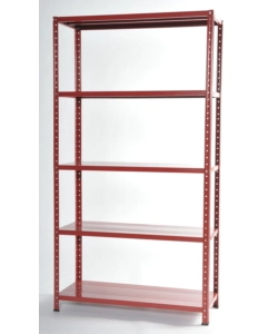 SCAFFALE IN METALLO ROSSO IN KIT CON 5 RIPIANI, 100X40X185 CM - GRIMA