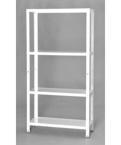 SCAFFALE IN METALLO BIANCO AD INCASTRO CON 4 RIPIANI, 75X30X145 CM -GRIMA