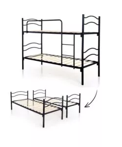 LETTO A CASTELLO SMONTABILE IN METALLO NERO 203X145,5X83 CM